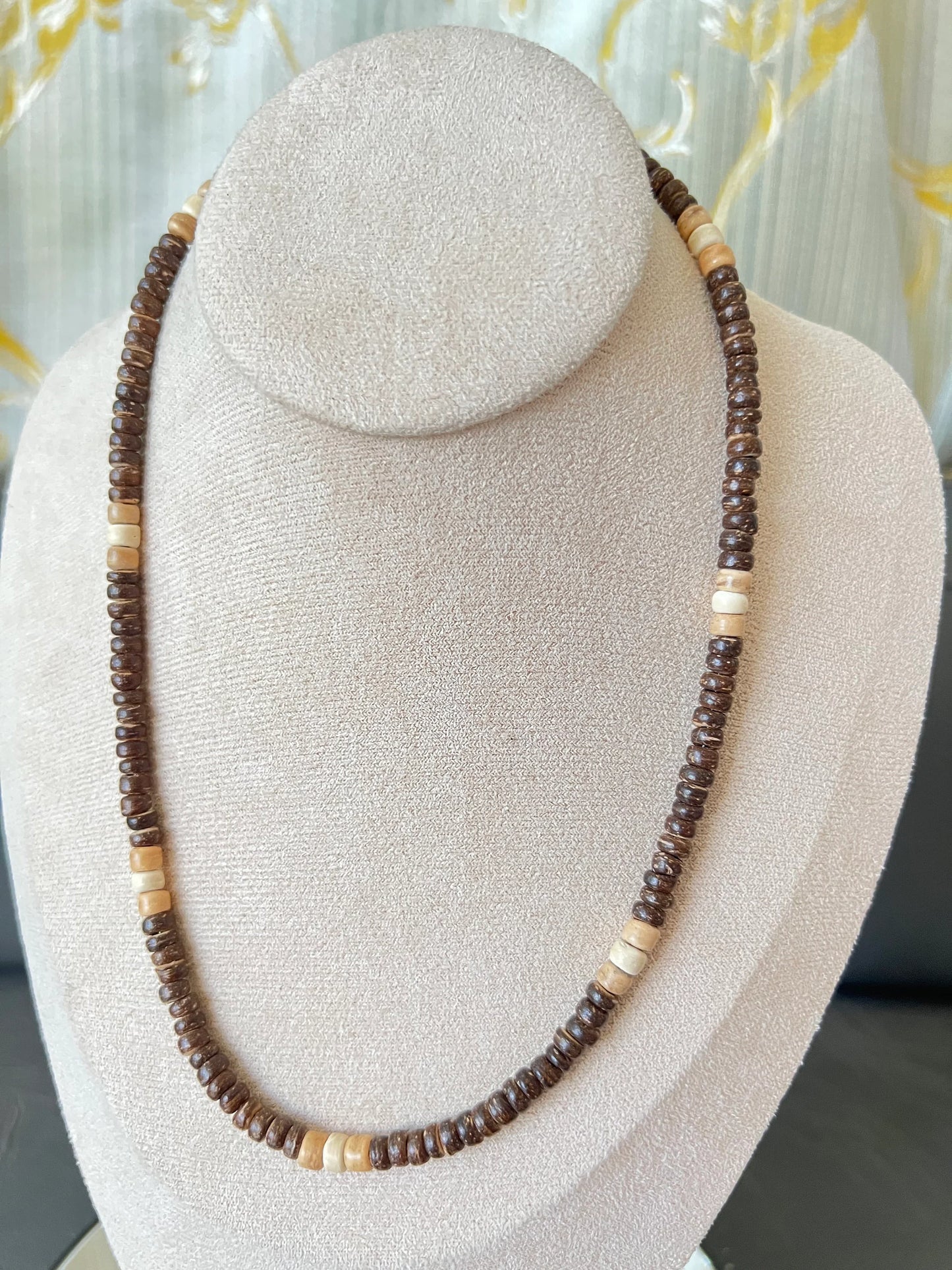 Native Treasure Mixed Brown Coconut Bead Necklace 5mm - Handmade in the Philippines