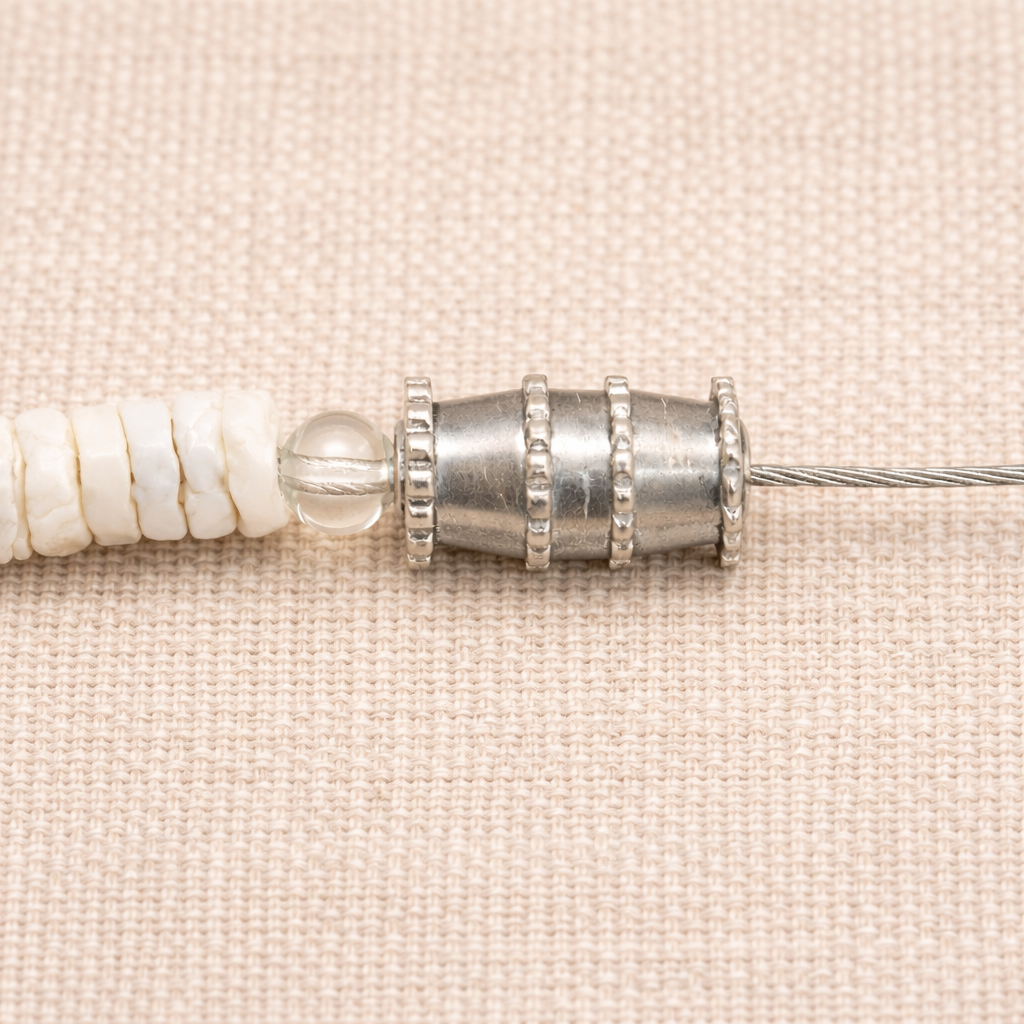 Native Treasure 5mm White Clam Heishi Puka Necklace with Dark Blue Coconut Bead Accents – Handmade Island Jewelry