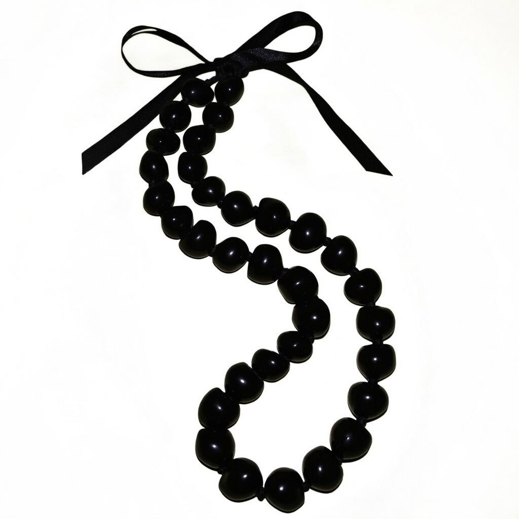 Native Treasure Black Kukui Nut Necklace Handmade Hawaiian Island Jewelry