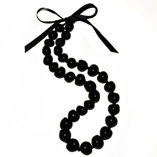 Native Treasure Black Kukui Nut Necklace Handmade Hawaiian Island Jewelry