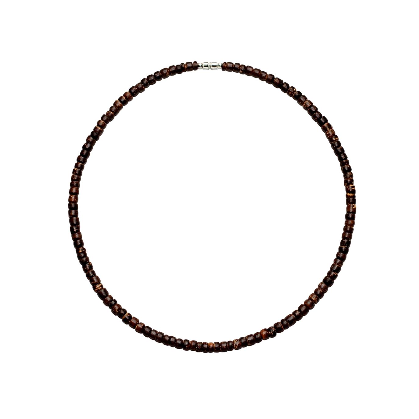 Coconut Bead Necklace for Men and Women, Dark Brown 5mm Island Style Choker, Handmade in the Philippines