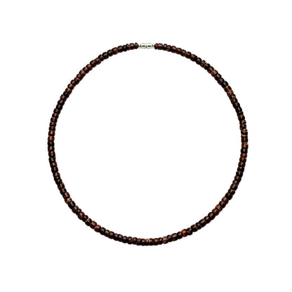 Coconut Bead Necklace for Men and Women, Dark Brown 5mm Island Style Choker, Handmade in the Philippines