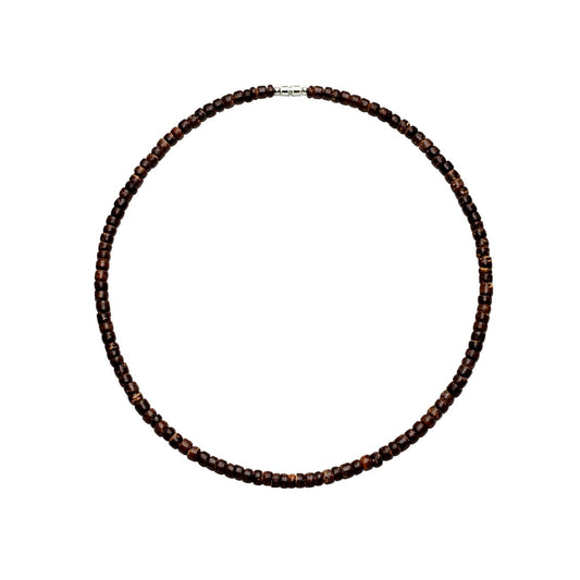 Coconut Bead Necklace for Men and Women, Dark Brown 5mm Island Style Choker, Handmade in the Philippines