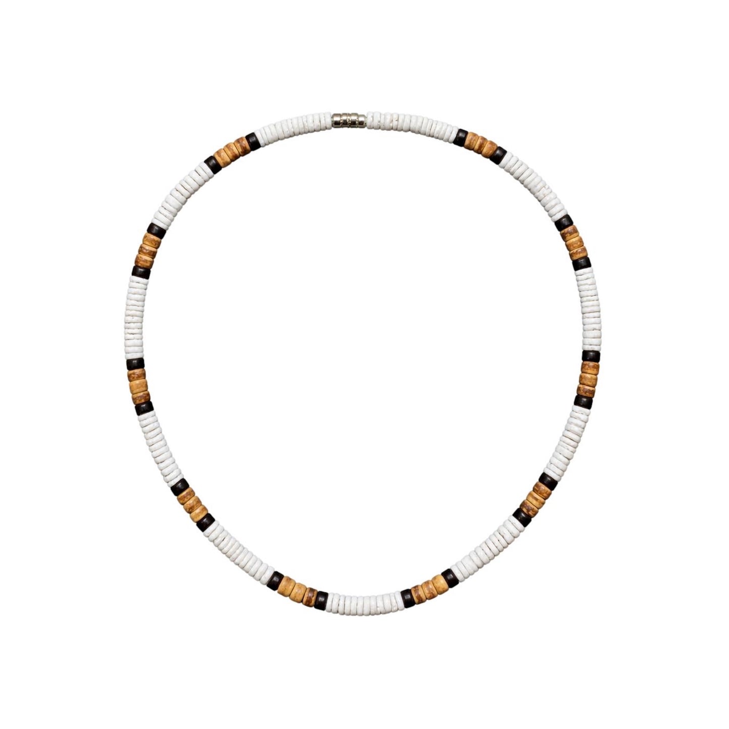 Native Treasure 5mm Hawaiian Style Puka Shell Necklace with Brown Coconut Beads