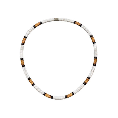 Native Treasure 5mm Hawaiian Style Puka Shell Necklace with Brown Coconut Beads