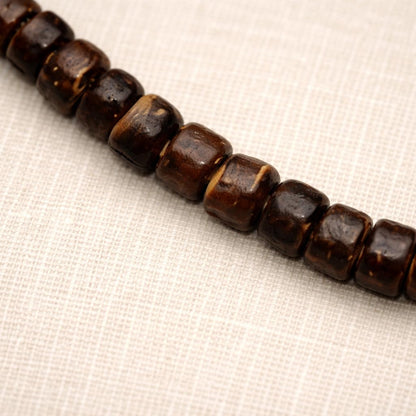 Coconut Bead Necklace for Men and Women, Dark Brown 5mm Island Style Choker, Handmade in the Philippines