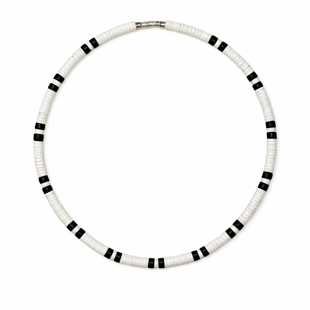 5mm Smooth Puka Style Necklace with Natural Black Accents