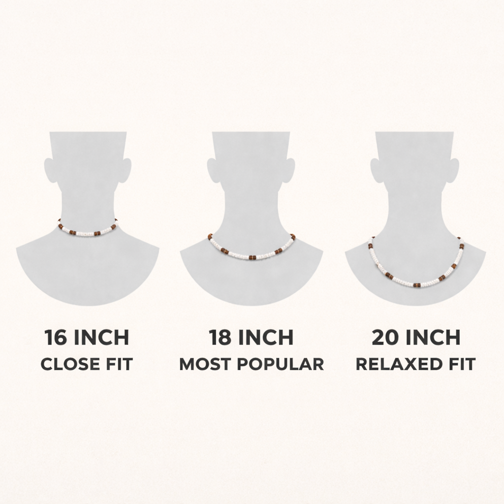 Native Treasure Smooth White Clam Shell Necklace with Brown Coconut Beads
