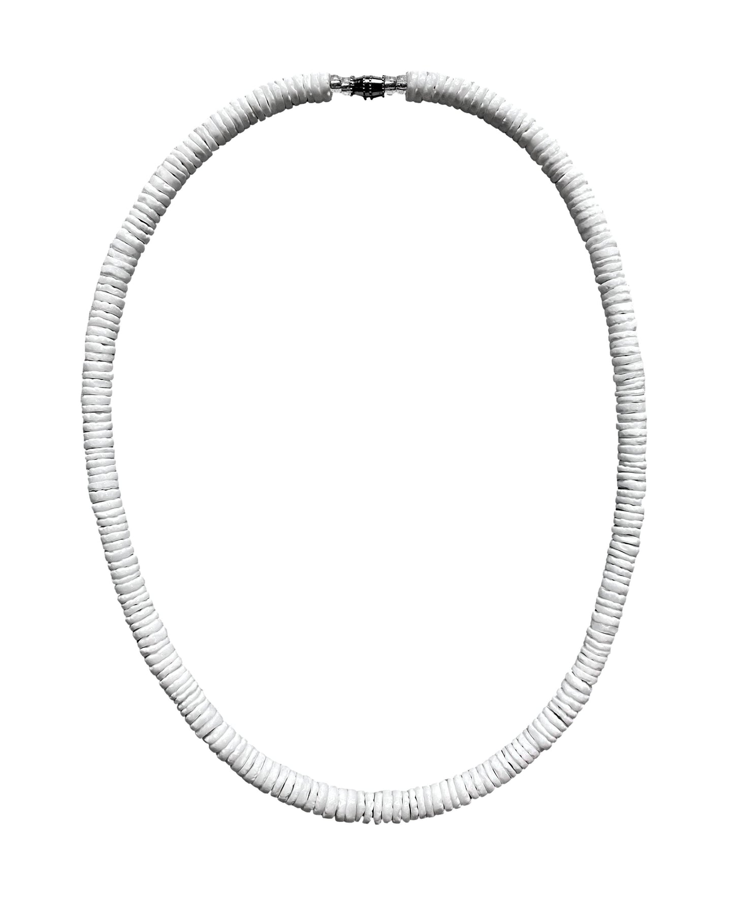 Native Treasure - White Clam Heishe Puka Shell Necklace - 8mm (5/16")