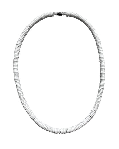 Native Treasure - White Clam Heishe Puka Shell Necklace - 8mm (5/16")