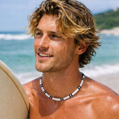 Native Treasure Smooth Puka Style Necklace with Natural Black Accents