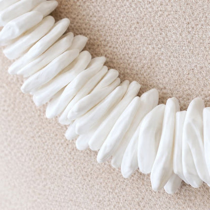 Native Treasure White Rose Clam Chips Puka Style Necklace