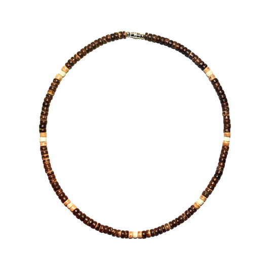 Native Treasure Mixed Brown Coconut Bead Necklace 5mm - Handmade in the Philippines