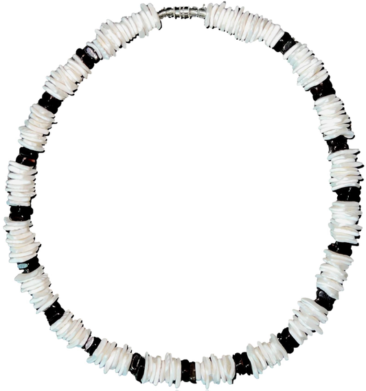 Native Treasure Smooth Puka Style Necklace with Natural Black Accents