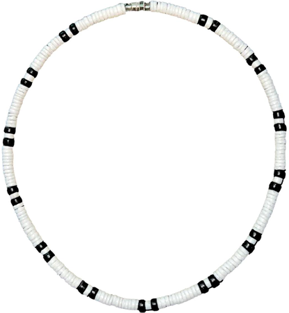 Native Treasure Smooth Puka Style Necklace with Natural Black Accents