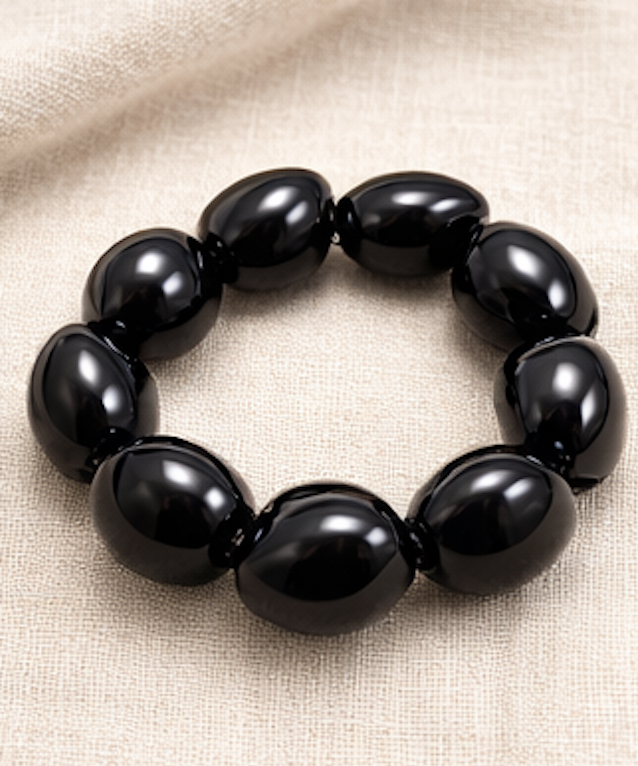 Native Treasure Black Kukui Nut Choker Necklace and Matching Stretch Bracelet Set 16 Inch Hawaiian Island Jewelry