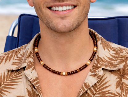 Native Treasure Mixed Brown Coconut Bead Necklace 5mm - Handmade in the Philippines