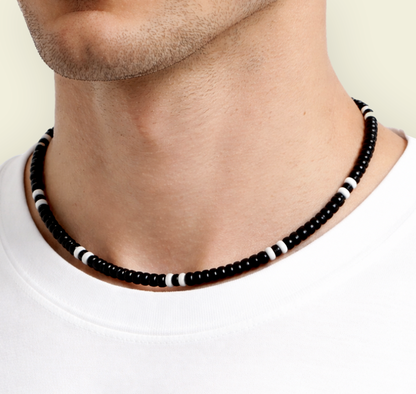 Native Treasure - Black Coco White Puka Shell Necklace