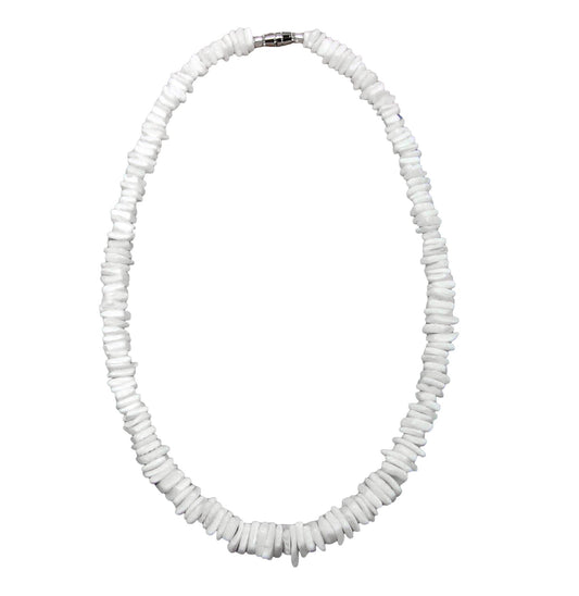 White Rose Clam Chips Puka Style Necklace