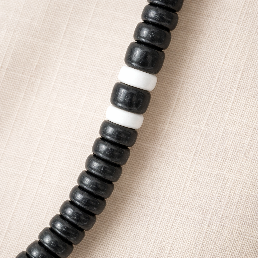 Native Treasure - Black Coco White Puka Shell Necklace