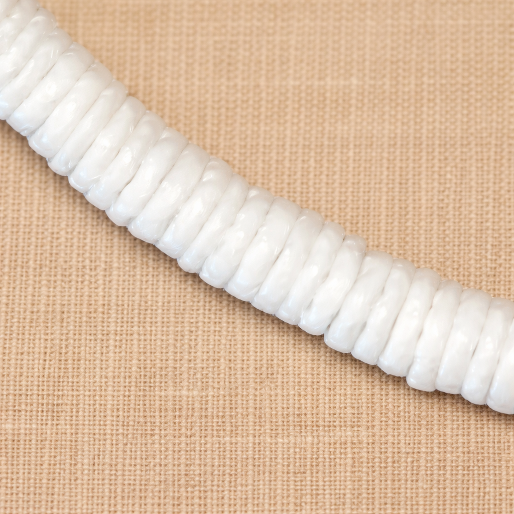 White Clam Heishi Puka Necklace 5mm - Handmade Island Jewelry