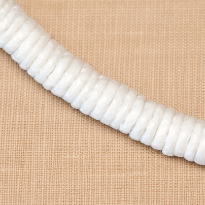 White Clam Heishi Puka Necklace 5mm - Handmade Island Jewelry