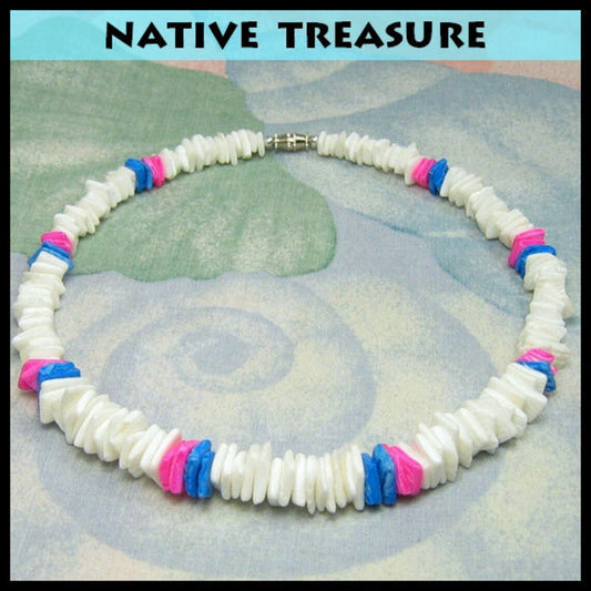 Native Treasure - White Rose Clam Chips Puka Shell Necklace