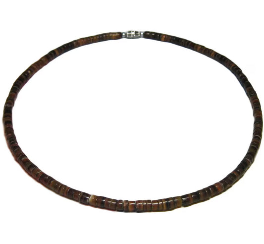 Native Treasure - Smooth Brownpin Heishe Shell Puka Shell Necklace or Bracelet - 5mm (3/16") - 7" to 30"