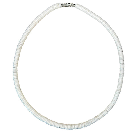 White Clam Heishi Puka Necklace 5mm - Handmade Island Jewelry