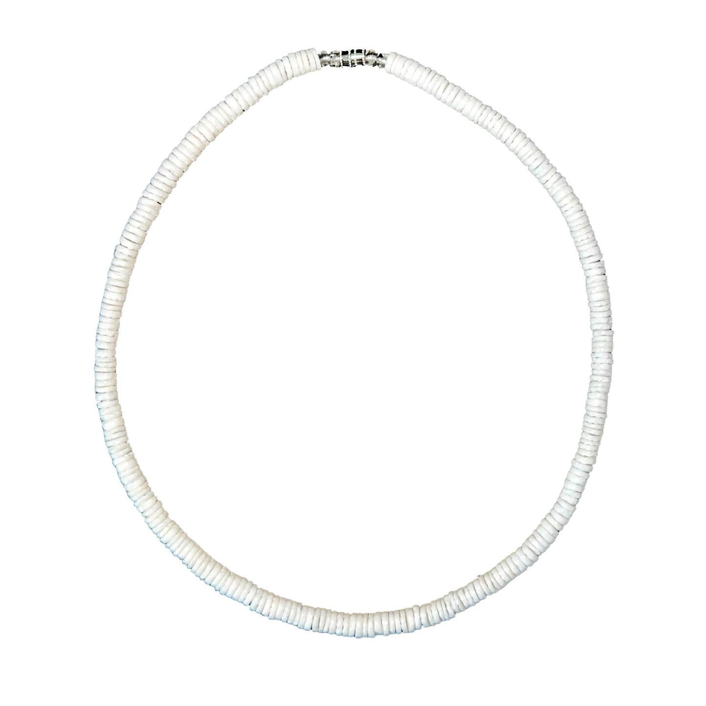 White Clam Heishi Puka Necklace 5mm - Handmade Island Jewelry