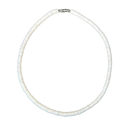 White Clam Heishi Puka Necklace 5mm - Handmade Island Jewelry